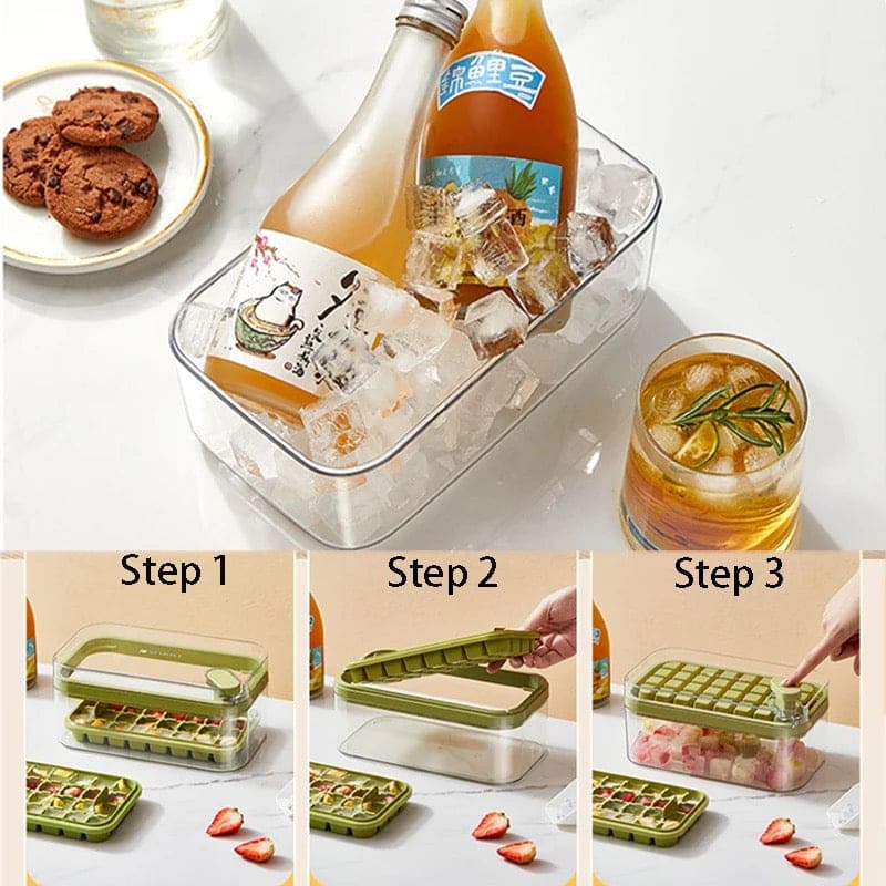 Button Press Ice Cube Tray, 31 Grids One Button Press Ice Cube Tray With Storage Box, Ice Cube Molds Ice Box, New Ice Cube Tray With Lid and Bin, Stackable Easy Release Ice Trays for Beverages Button Press Ice Cube Tray, 31 Grids One Button Press Ice Cube Tray With Storage Box, Ice Cube Molds Ice Box, New Ice Cube Tray With Lid and Bin, Stackable Easy Release Ice Trays for Beverages